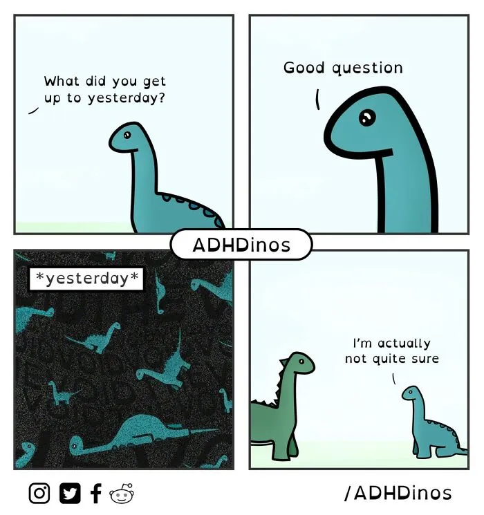 I Create Comics About What It’s Like Living With ADHD In Adulthood Through This Cute Dinosaur Character (30 New Pics)