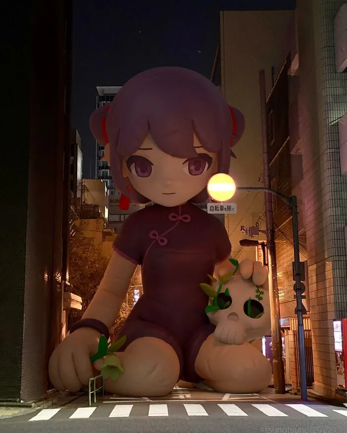 21 Giant Inflatable Female Anime Characters Digitally Placed In The City By This Japanese Artist Look Incredibly Realistic