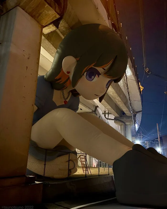 21 Giant Inflatable Female Anime Characters Digitally Placed In The City By This Japanese Artist Look Incredibly Realistic
