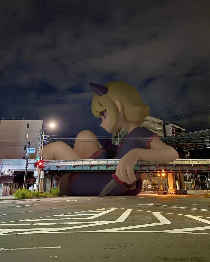 21 Giant Inflatable Female Anime Characters Digitally Placed In The City By This Japanese Artist Look Incredibly Realistic