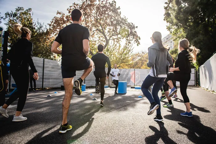 A group of people working out