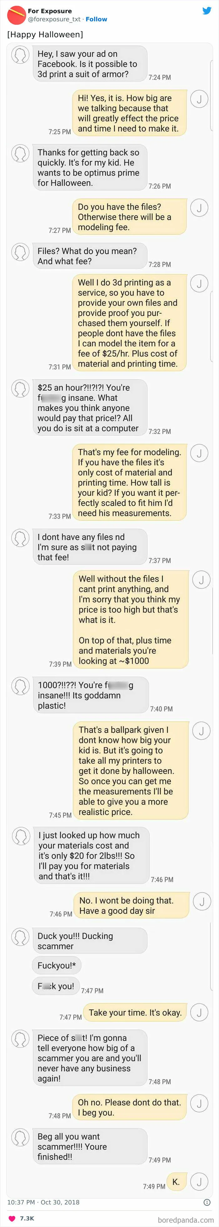"For Exposure": 40 Screenshots Of Choosing Beggars Caught In Action When It Came To Paying For Services They Asked For