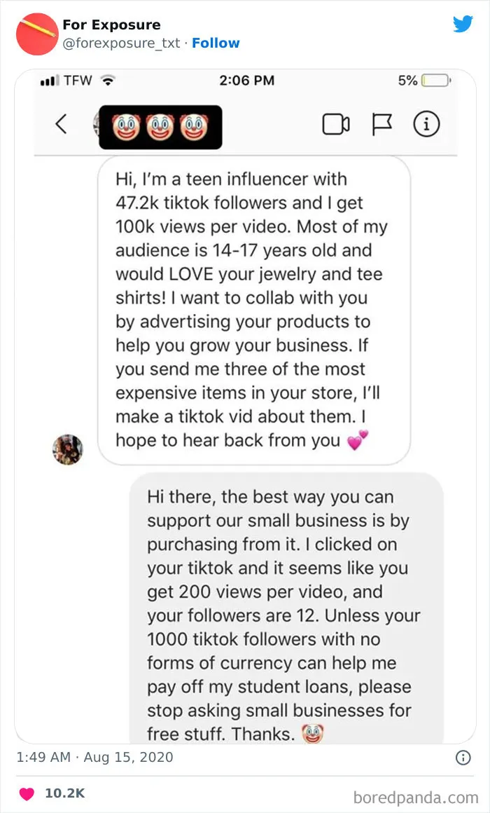 "For Exposure": 40 Screenshots Of Choosing Beggars Caught In Action When It Came To Paying For Services They Asked For