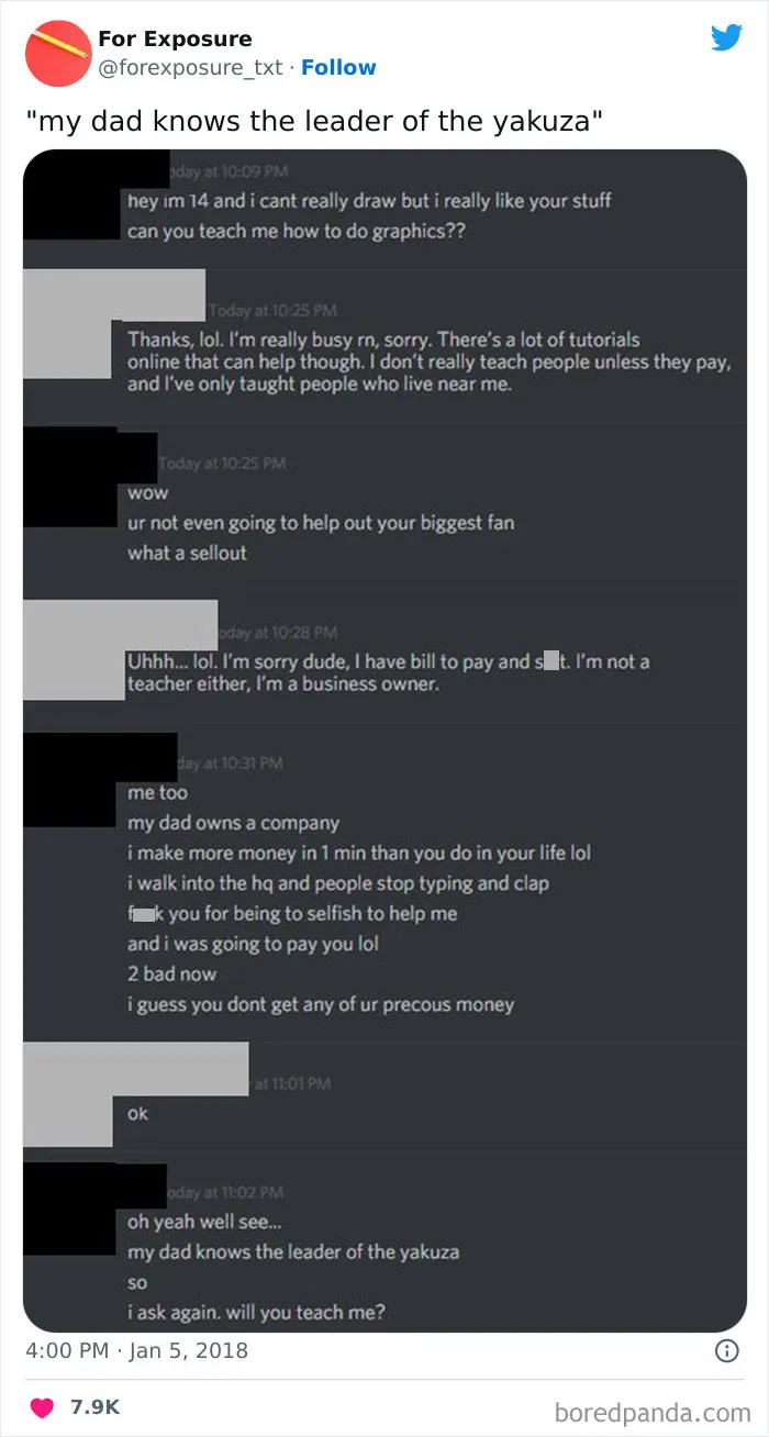 "For Exposure": 40 Screenshots Of Choosing Beggars Caught In Action When It Came To Paying For Services They Asked For