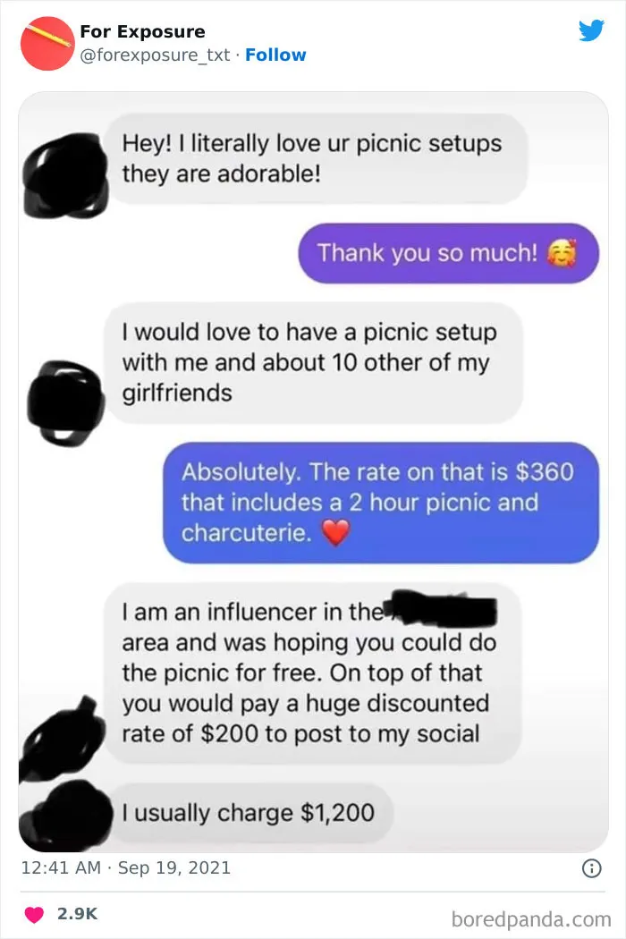"For Exposure": 40 Screenshots Of Choosing Beggars Caught In Action When It Came To Paying For Services They Asked For