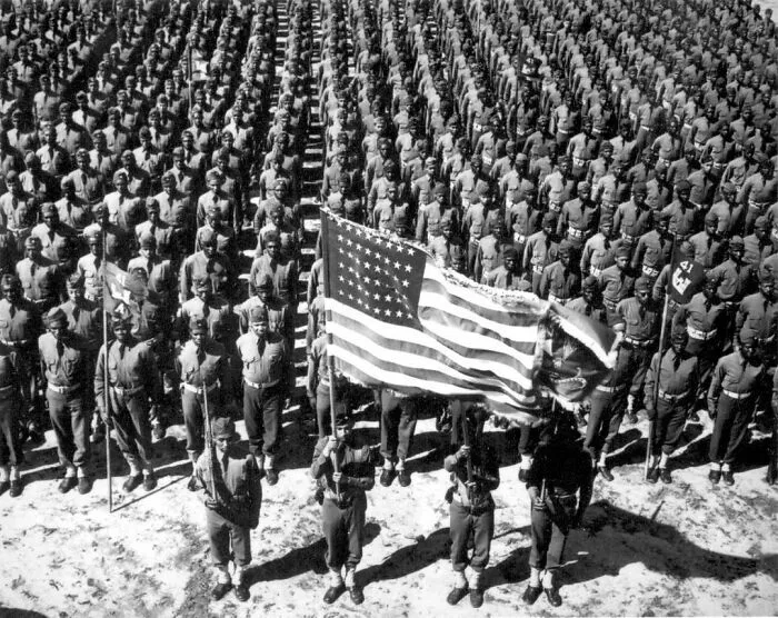 African American Soldiers Of The Us Army 41st Engineers During The Color Guard Ceremony At Fort Bragg, North Carolina