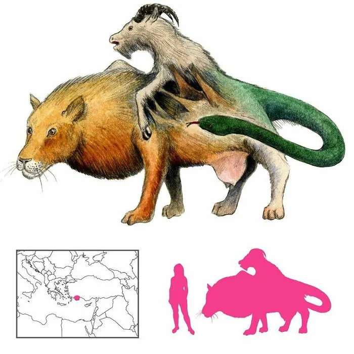The Chimera Is A Firebreathing Monster From Greek Mythology. A Descendant Of Typhon, Part Lion, Part Goat, Part Dragon, It Terrorized Lycia And Was Slain By Bellerophon