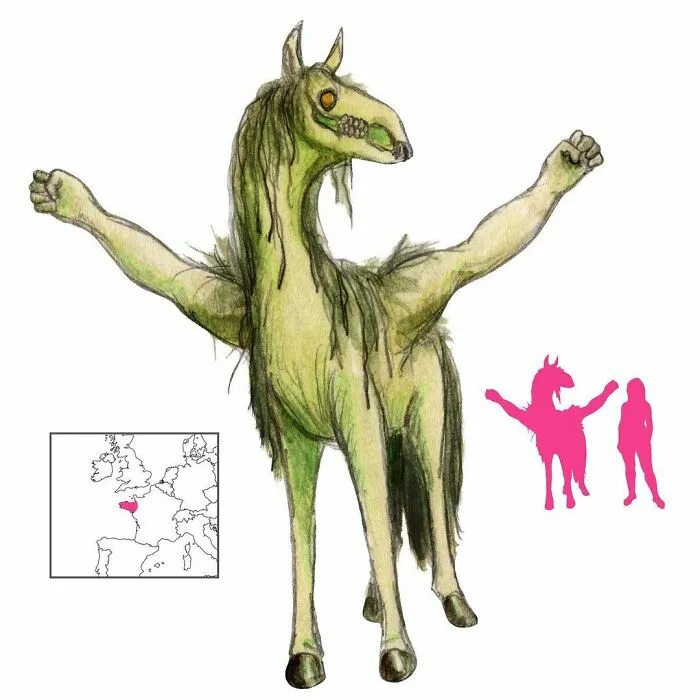 Mourioche Is A Shapeshifting Waterhorse From Brittany, France. He Disguises Himself As All Sorts Of Livestock, Often With An Extra Pair Of Muscular Arms, And Plays Cruel Tricks On People He Encounters
