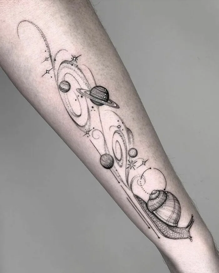 Space Snail Arm Tattoo