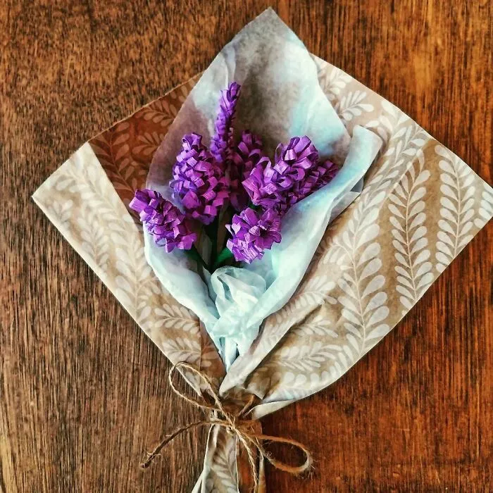 purple paper lavender in a package on the table