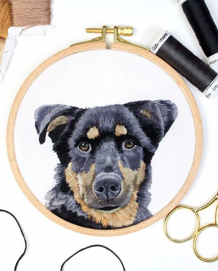62 Lifelike Pet Portraits That I Create With The Help Of Embroidery