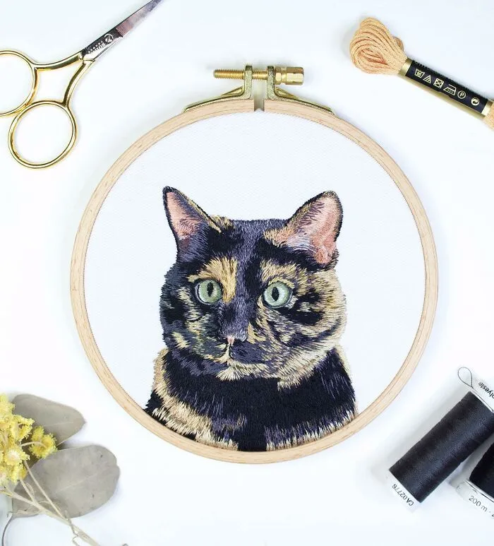 62 Lifelike Pet Portraits That I Create With The Help Of Embroidery
