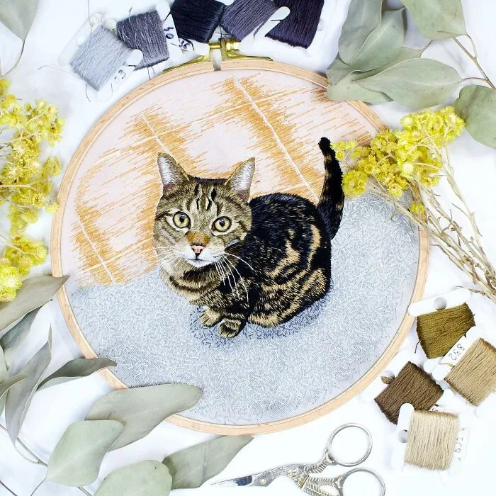 62 Lifelike Pet Portraits That I Create With The Help Of Embroidery