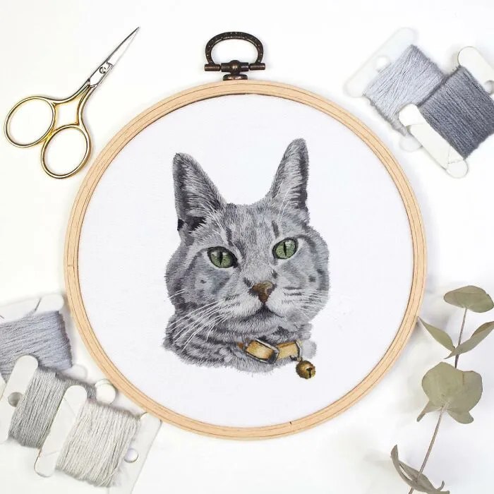 62 Lifelike Pet Portraits That I Create With The Help Of Embroidery