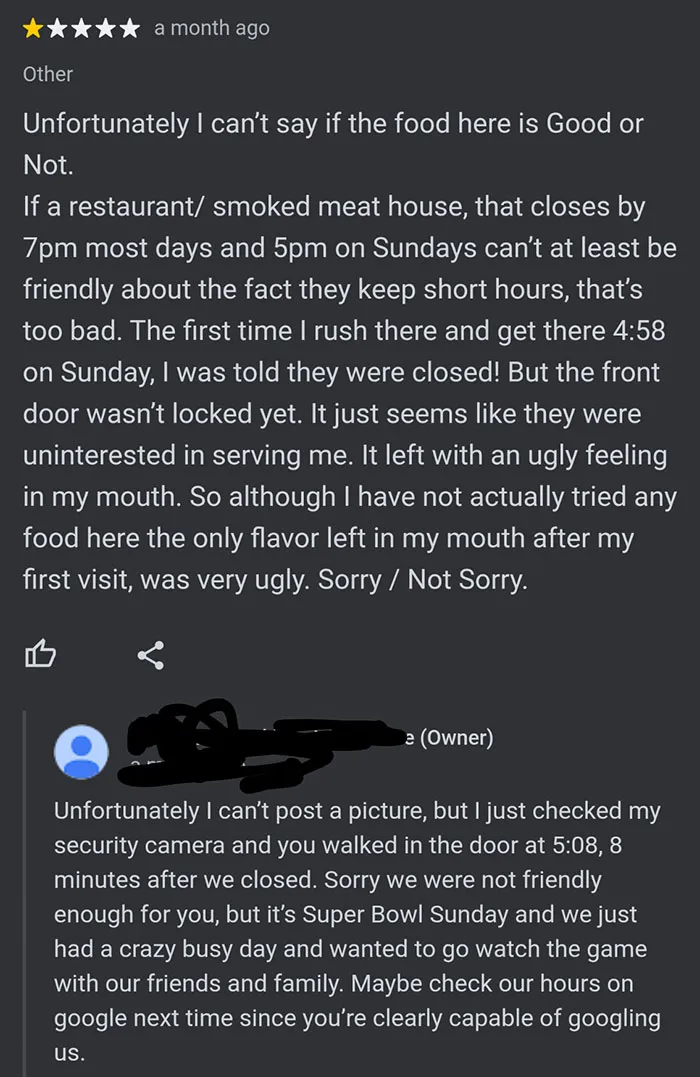 Left One Star Review On The Super Bowl Sunday