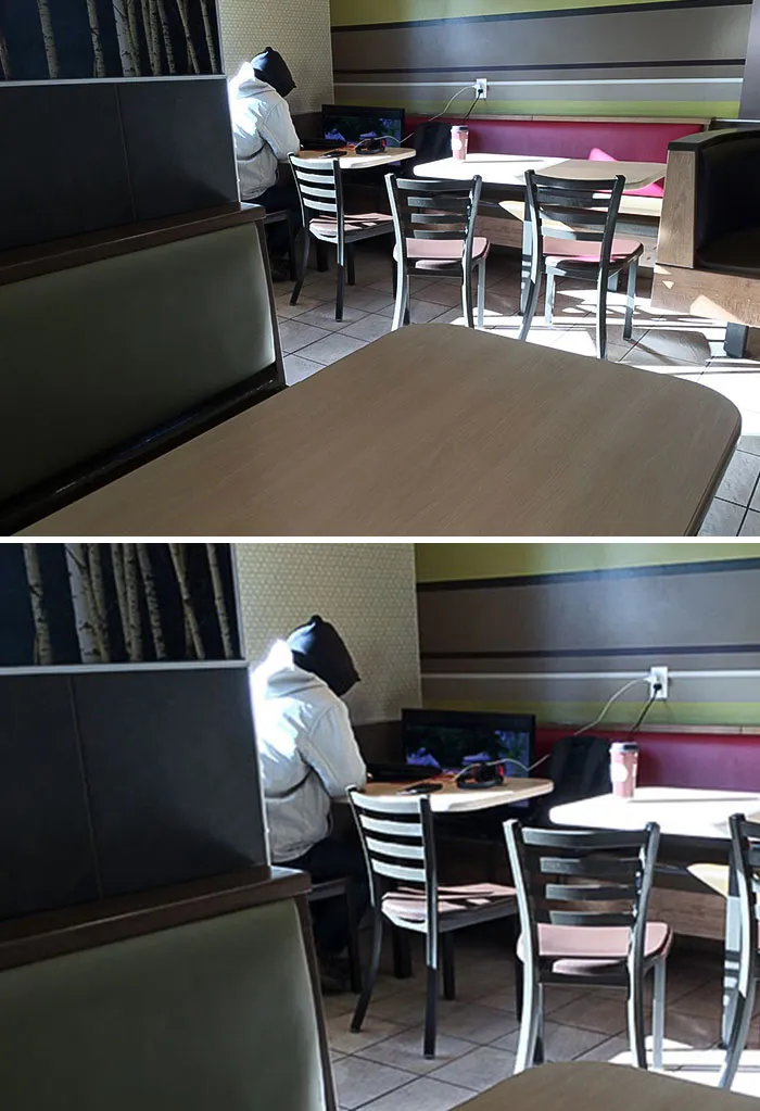  Este tipo trajo una televisión para ver películas en un McDonald's