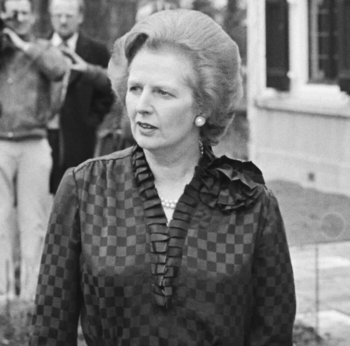 black and white photo of  Margaret Thatcher