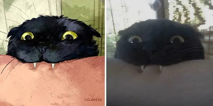 32 Of The Funniest Internet-Famous Cat Pics Get Illustrated By Catwheezie (New Pics)