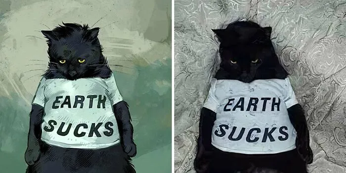 32 Of The Funniest Internet-Famous Cat Pics Get Illustrated By Catwheezie (New Pics)