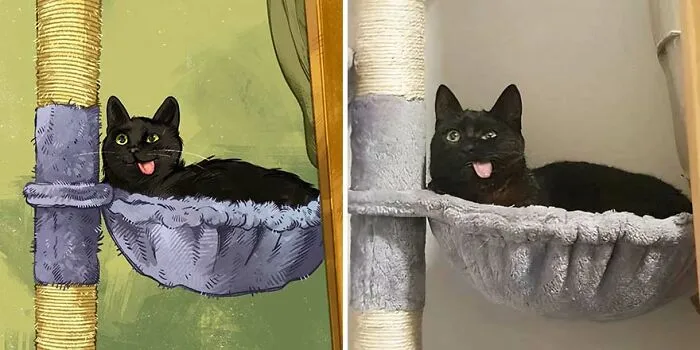 32 Of The Funniest Internet-Famous Cat Pics Get Illustrated By Catwheezie (New Pics)