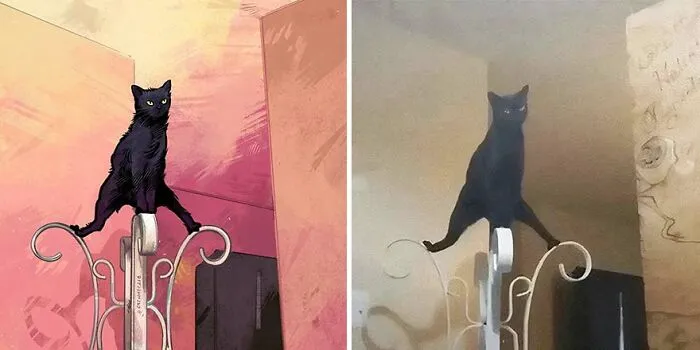 32 Of The Funniest Internet-Famous Cat Pics Get Illustrated By Catwheezie (New Pics)