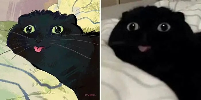 32 Of The Funniest Internet-Famous Cat Pics Get Illustrated By Catwheezie (New Pics)