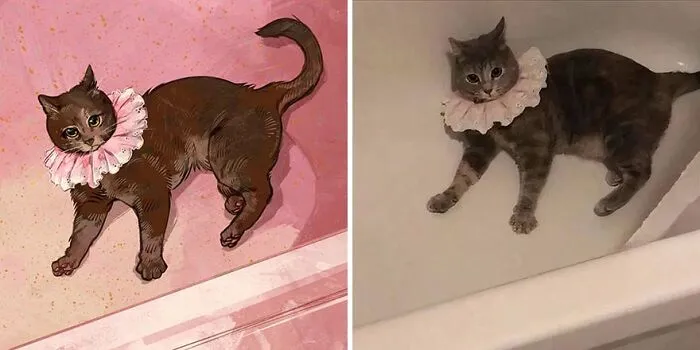 32 Of The Funniest Internet-Famous Cat Pics Get Illustrated By Catwheezie (New Pics)