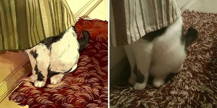 32 Of The Funniest Internet-Famous Cat Pics Get Illustrated By Catwheezie (New Pics)
