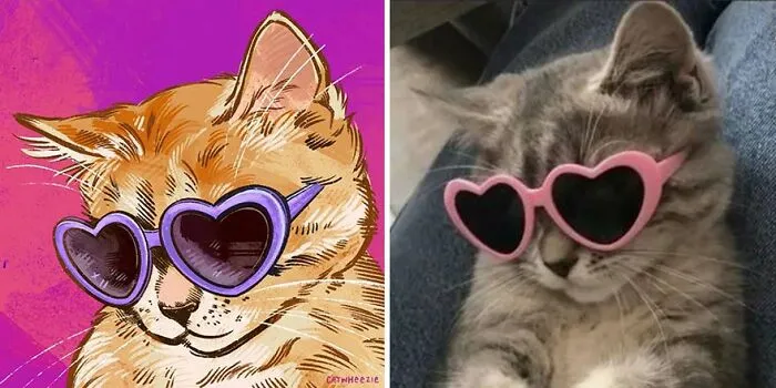 32 Of The Funniest Internet-Famous Cat Pics Get Illustrated By Catwheezie (New Pics)