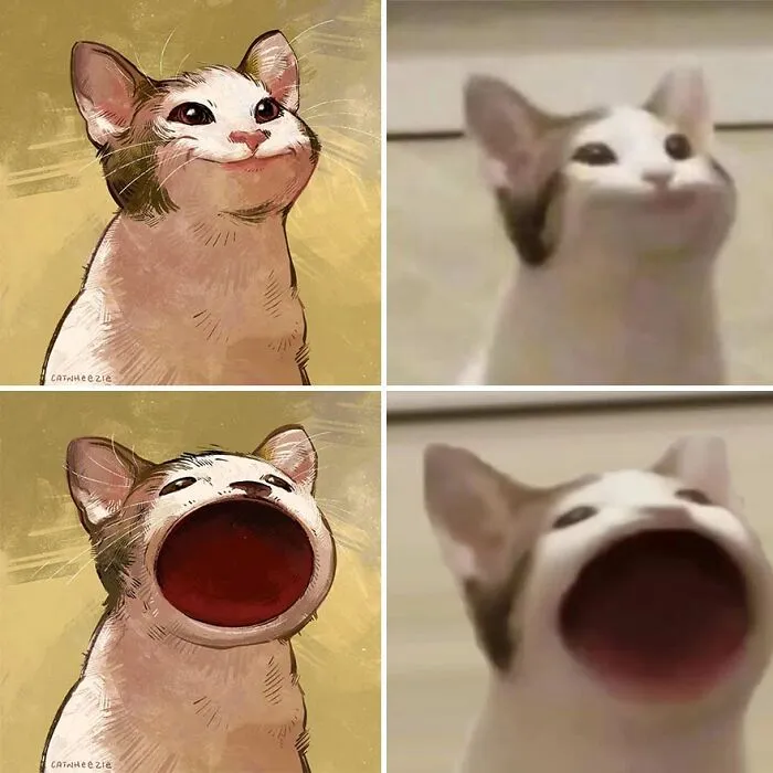 32 Of The Funniest Internet-Famous Cat Pics Get Illustrated By Catwheezie (New Pics)
