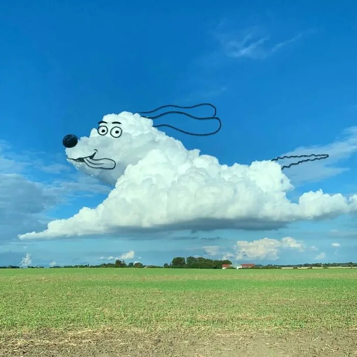 70 Adorable Illustrations Drawn On Clouds By This Artist