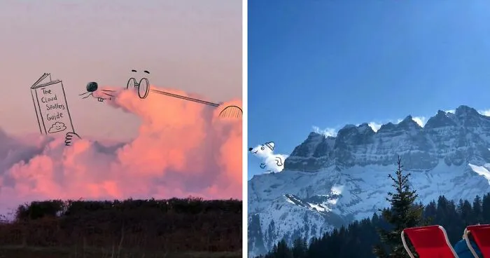 70 Adorable Illustrations Drawn On Clouds By This Artist