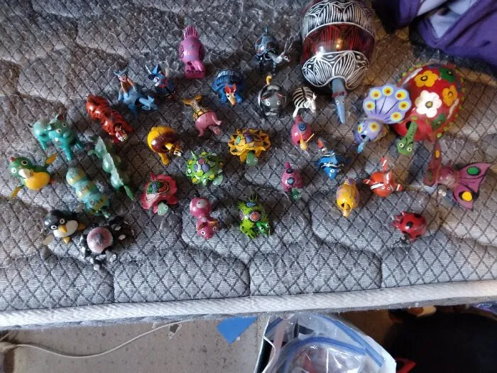 I Collect Wooden Alebrijes From Mexico. The Heads Or Tails Move Up And Down When You Tap It