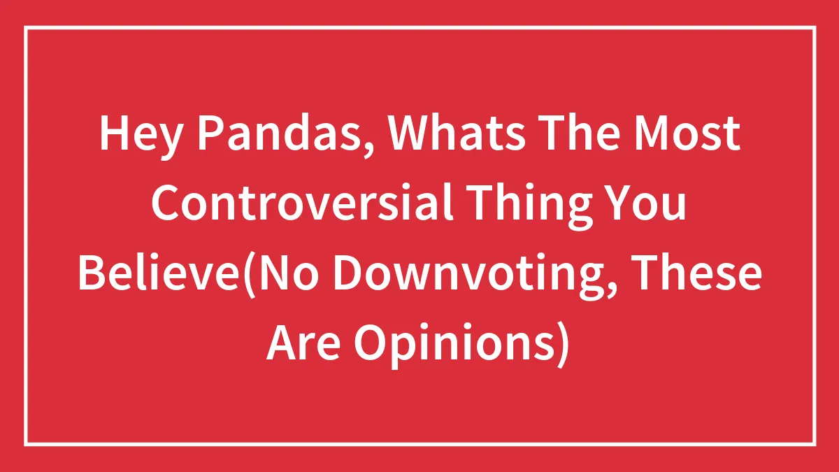 Hey Pandas, Whats The Most Controversial Thing You Believe(No Downvoting, These Are Opinions)