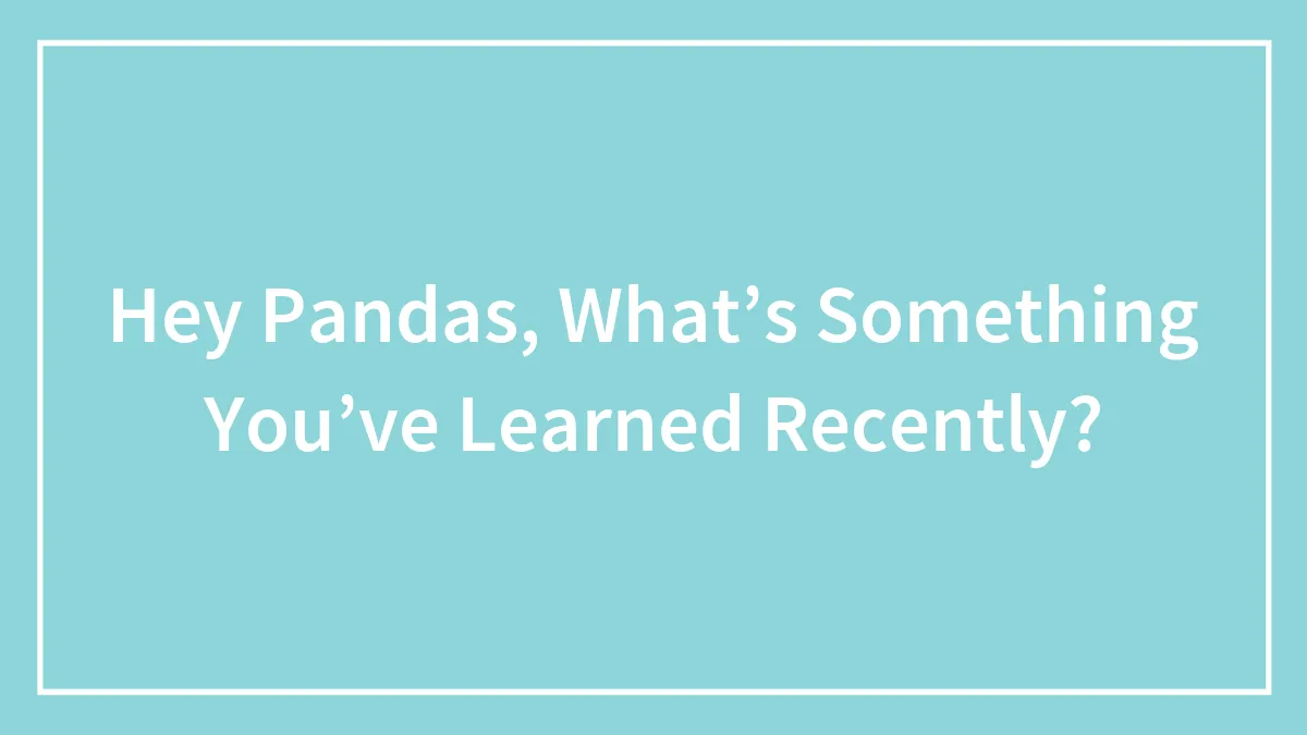 Hey Pandas, What’s Something You’ve Learned Recently? (Closed)