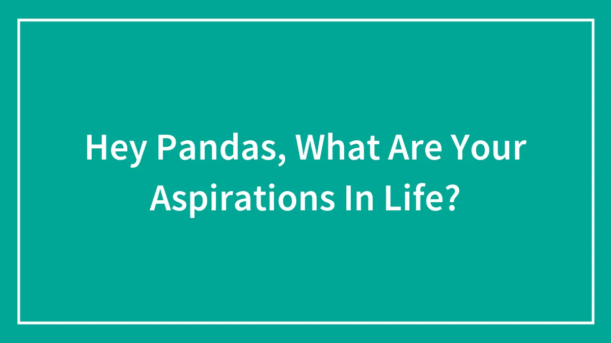 Hey Pandas, What Are Your Aspirations In Life?