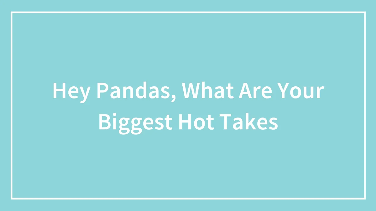 Hey Pandas, What Are Your Biggest Hot Takes