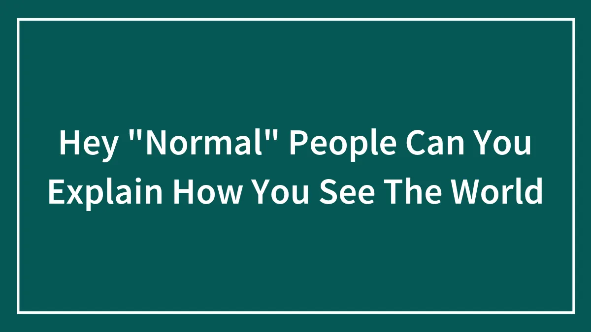 Hey "Normal" People Can You Explain How You See The World