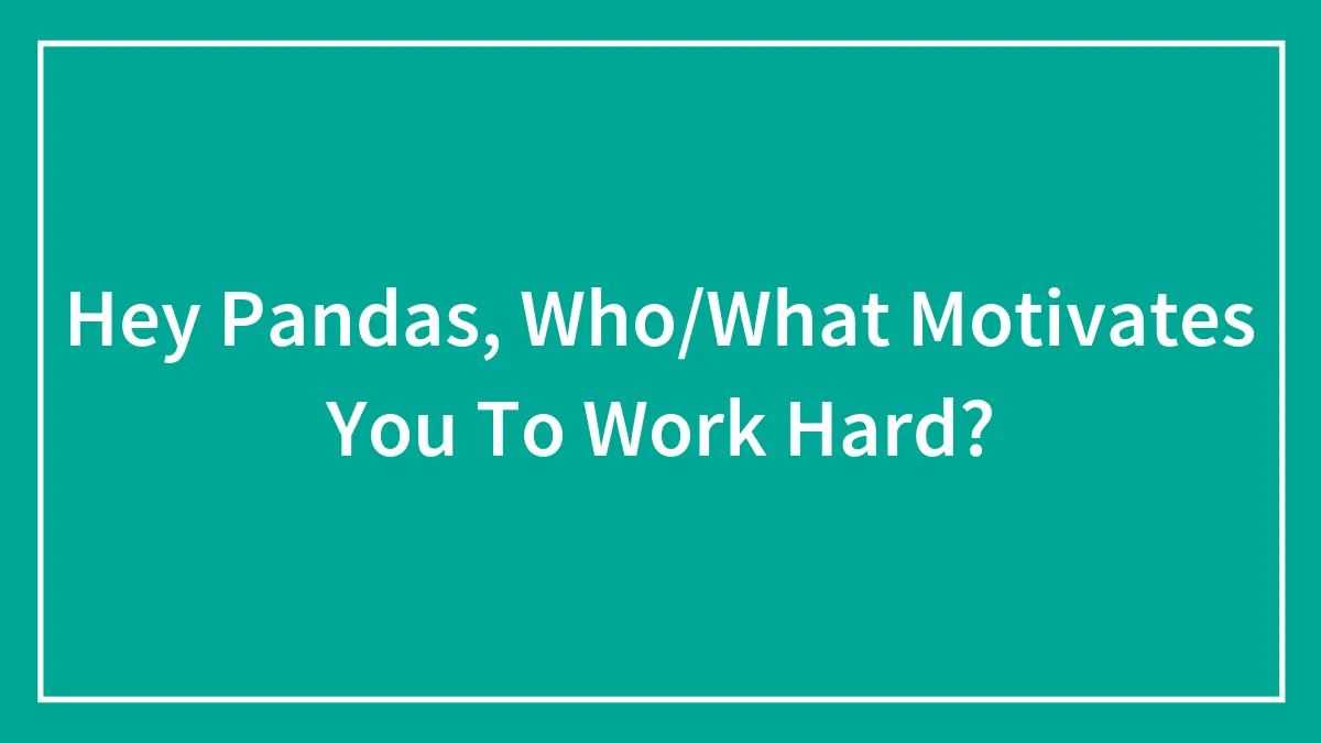 Hey Pandas, Who/What Motivates You To Work Hard?