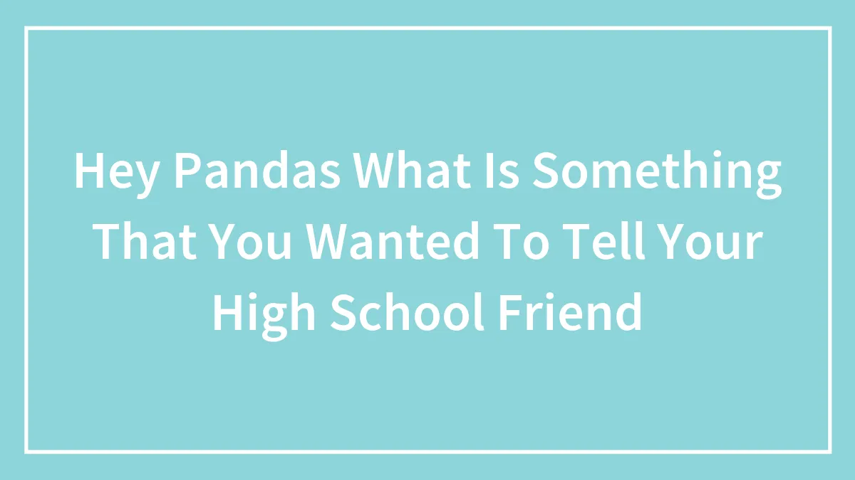 Hey Pandas What Is Something That You Wanted To Tell Your High School Friend