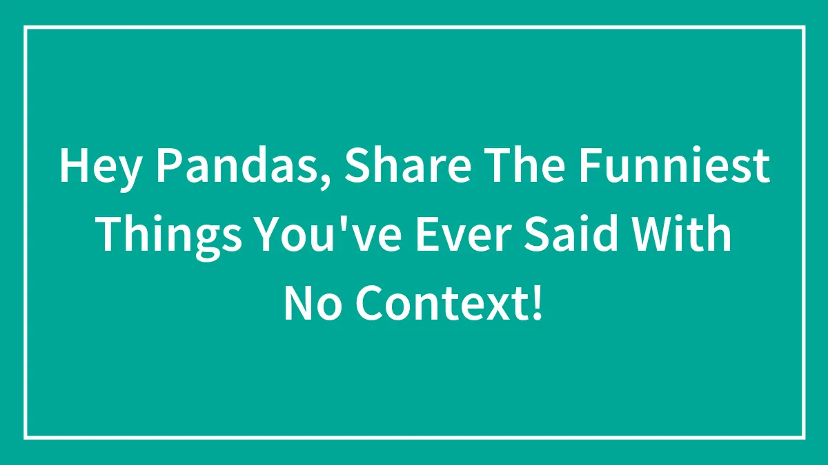 Hey Pandas, Share The Funniest Things You've Ever Said With No Context!
