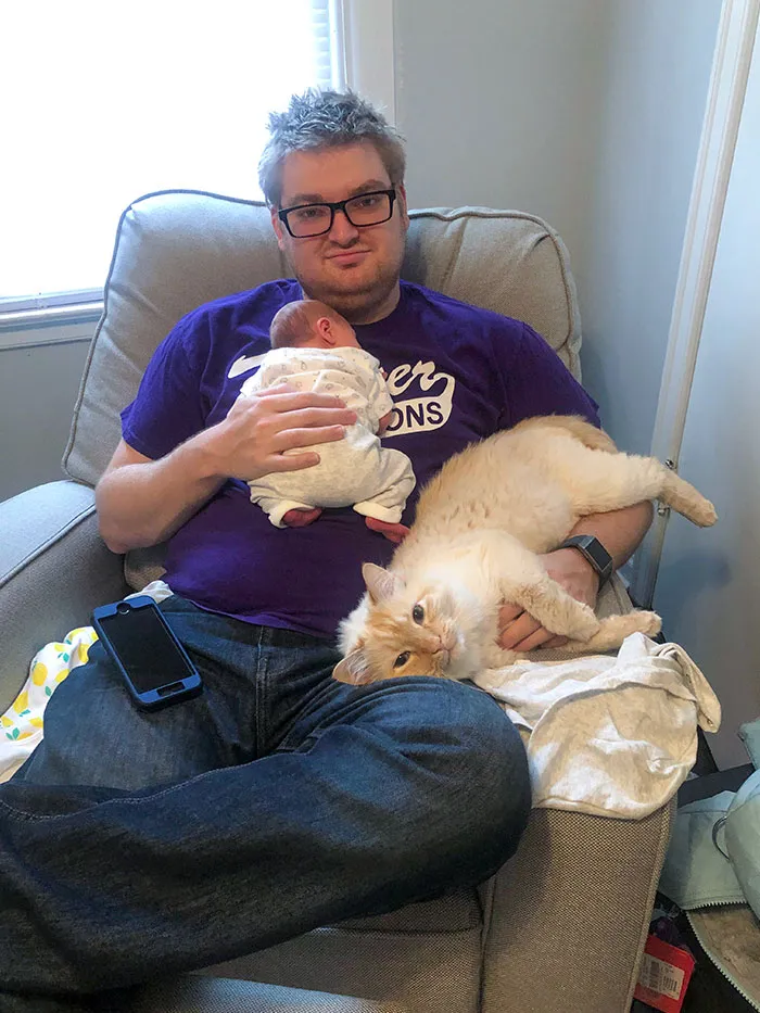 4 Day Old Baby + A Jealous Cat = Cutest Snuggles
