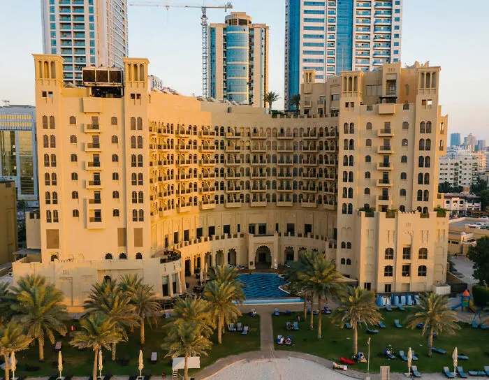 Huge hotel with swimming pool