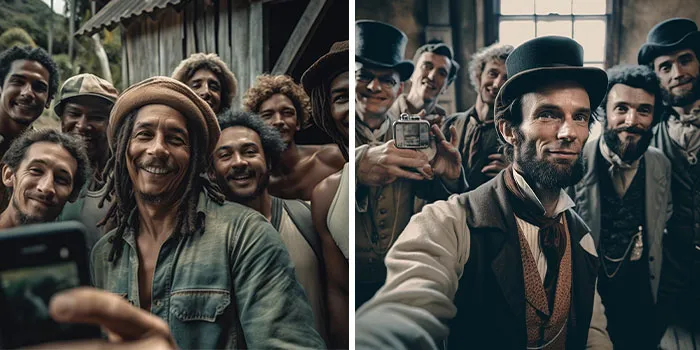 Gracias a la IA viajamos en el tiempo para ver cómo se tomaban selfies personajes icónicos del pasado