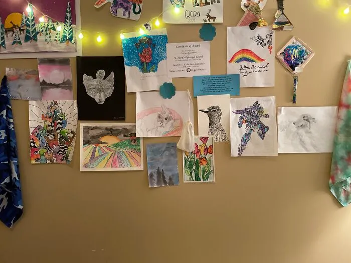 Taped A Bunch Of Paintings And Stuff On My Wall