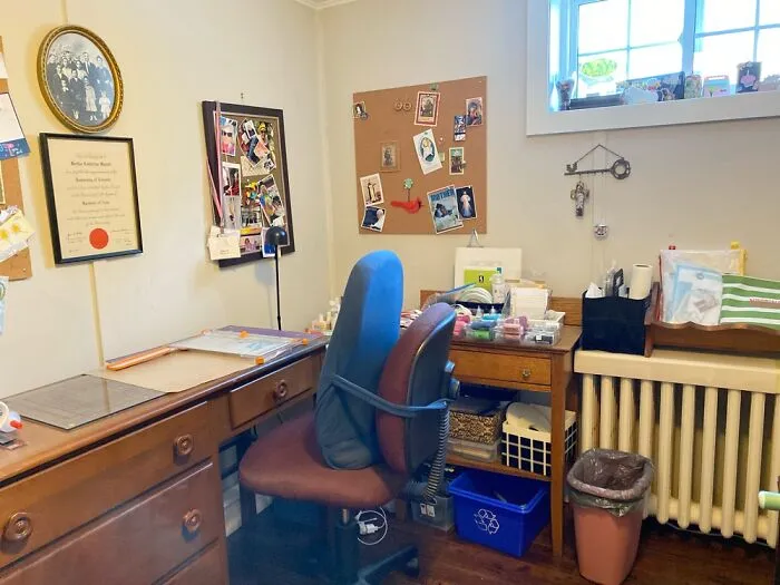 Craft Desk And Chair. Photo From Doorway. Tiny Room