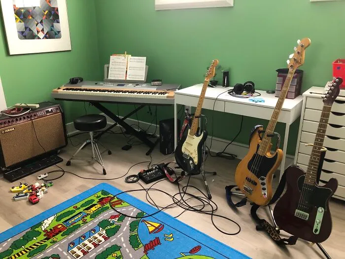 Fender Guitars And Bass, Yamaha Amp And Weighted-Key Keyboard