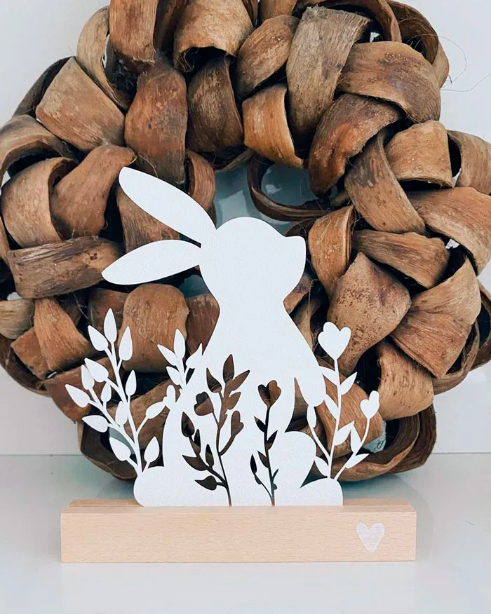 a white rabbit decor made out of a paper