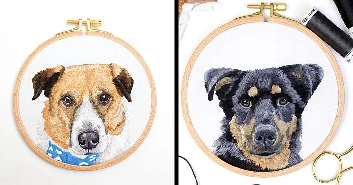 62 Lifelike Pet Portraits That I Create With The Help Of Embroidery