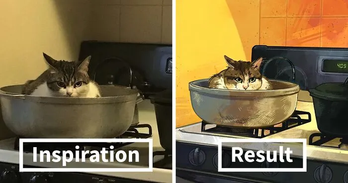 32 Of The Funniest Internet-Famous Cat Pics Get Illustrated By Catwheezie (New Pics)